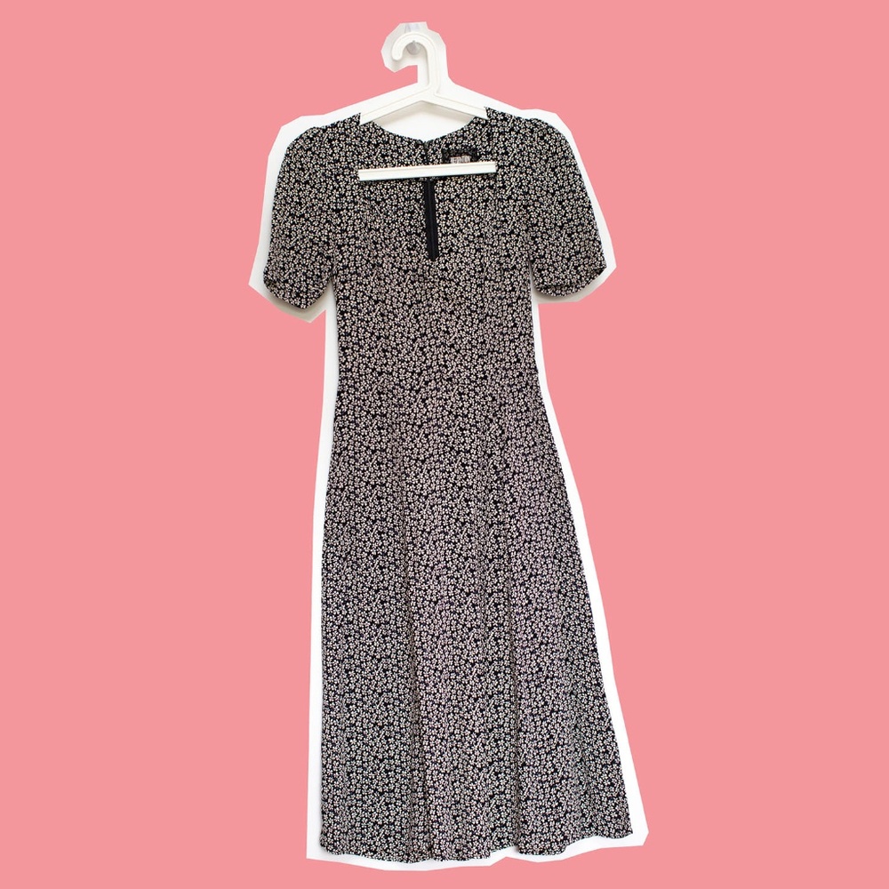 Reformation Black Midi Floral Dress